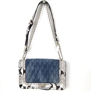 🆕️Guess Quilted Denim Faux Snakeskin Crossbody Bag
